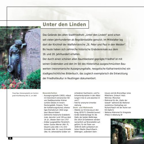 Broschüre "Reutlinger Ruhestätten" - Stadt Reutlingen