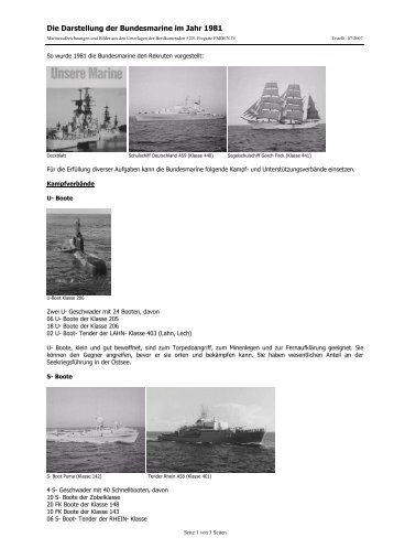 Die Darstellung der Bundesmarine im Jahr 1981 - f221 fregatte ...