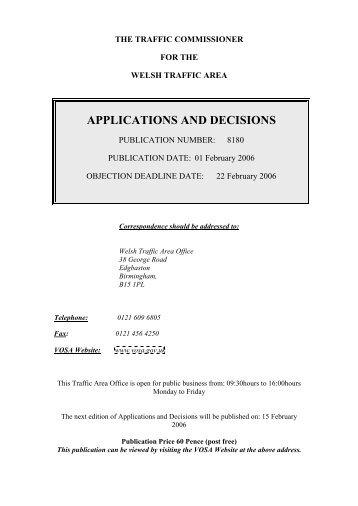 A&D 8180 - 1st February 2006 - Driver and Vehicle Licensing Agency