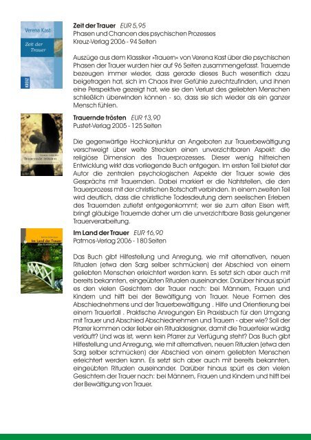 Broschüre Trauerliteratur - Trauerhilfe Axel Bendixen GmbH