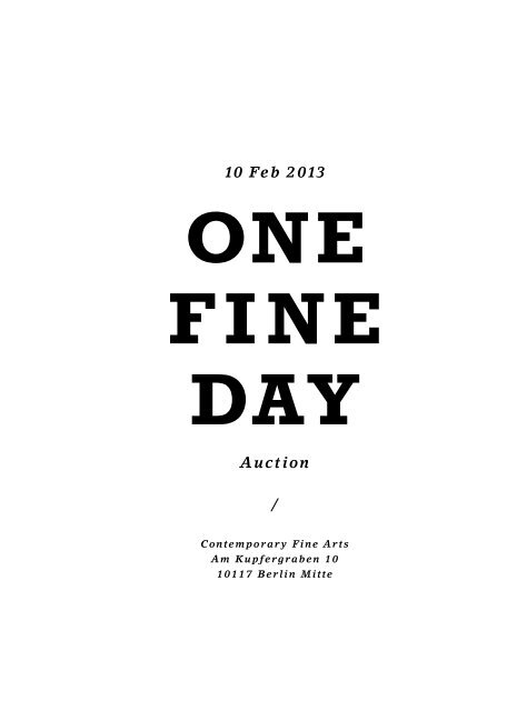 Auktionskatalog als PDF herunterladen - One Fine Day eV