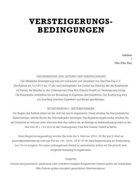 Auktionskatalog als PDF herunterladen - One Fine Day eV