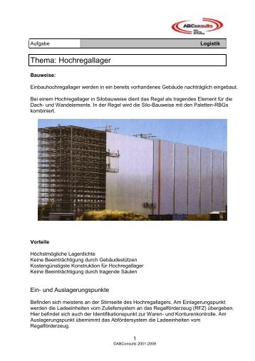 Thema: Hochregallager