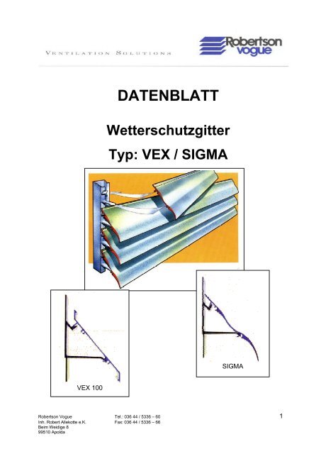 Datenblatt PDF - Robertson Vogue e.K.