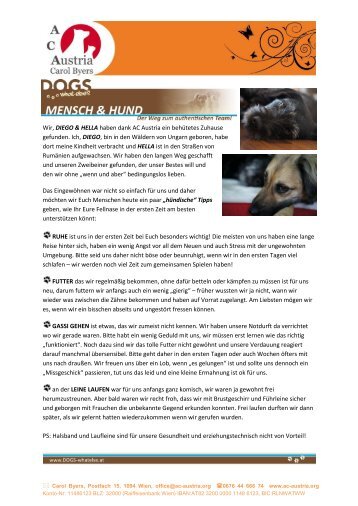 Mensch und Hund (pdf) - ANIMAL CARE AUSTRIA