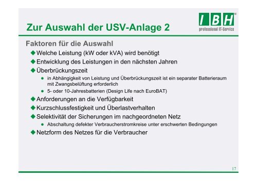 Planung einer Eaton 9395 - bei der IBH IT-Service GmbH