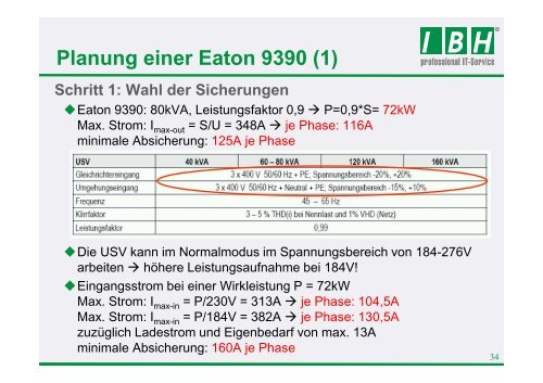 Planung einer Eaton 9395 - bei der IBH IT-Service GmbH