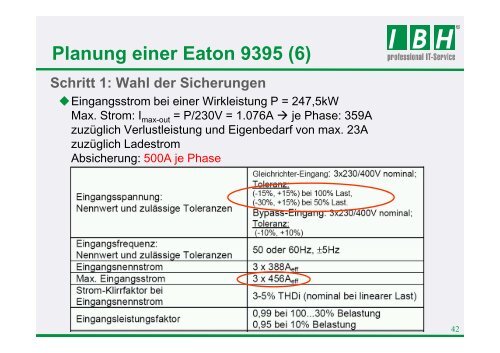 Planung einer Eaton 9395 - bei der IBH IT-Service GmbH