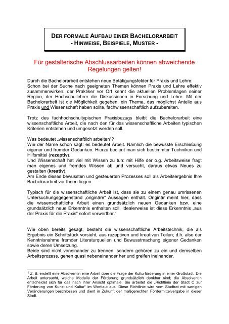 Der Formale Aufbau Einer Bachelorarbeit Hochschule Hof