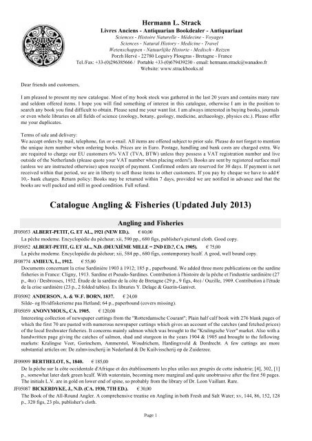 Catalogue Angling & Fisheries (Updated July 2013) - Strack Books