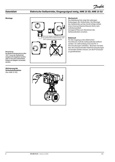 Elektrische Stellantriebe mit Sicherheitsfunktion, Eingangssignal ...