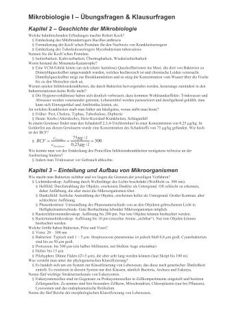 Mikrobiologie I – Übungsfragen & Klausurfragen - Dein-willi.de