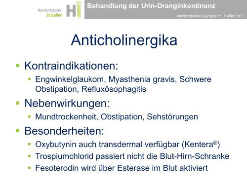 Behandlung der Urin-Dranginkontinenz - Das interdisziplinäre ...