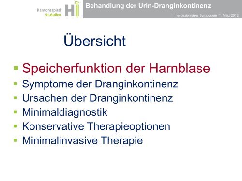 Behandlung der Urin-Dranginkontinenz - Das interdisziplinäre ...