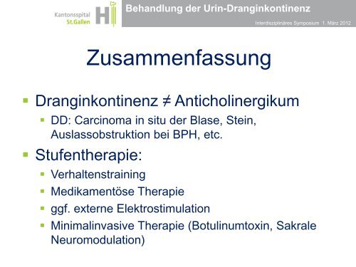 Behandlung der Urin-Dranginkontinenz - Das interdisziplinäre ...