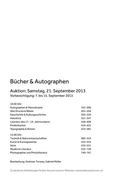Bücher &amp; Autographen - Koller Auktionen