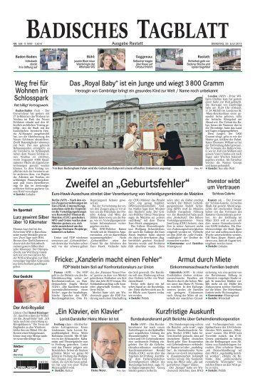 Zweifel an „Geburtsfehler“ - Badisches Tagblatt