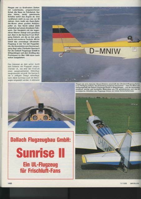 “Sunrise II” Ein UL-Flugzeug für Frischluft-Fans - Flieger-gruess-mir ...