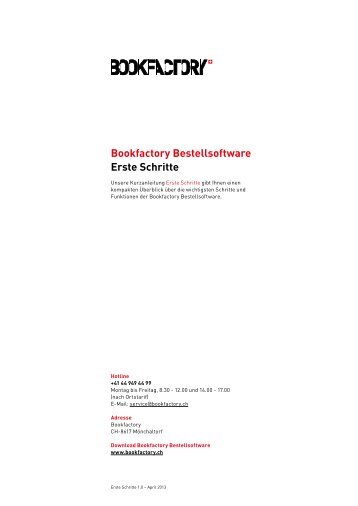 Bookfactory Bestellsoftware Handbuch Erste Schritte