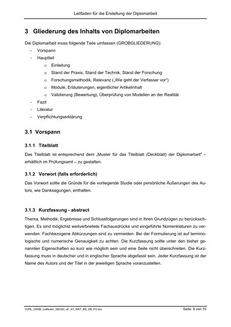 Leitfaden für die Erstellung von Diplomarbeiten - Arbeitsbereich für ...