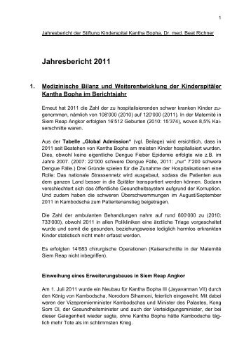 Jahresbericht 2011, Kantha Bopha Stiftung - Dr. Beat Richner