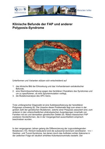 Klinische Befunde der FAP und anderer Polyposis-Syndrome