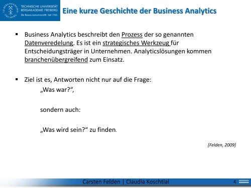 Anwendung der Business Analytics