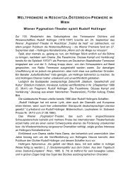 Wiener Pygmalion-Theater spielt Rudolf Hollinger - Kulturraum Banat