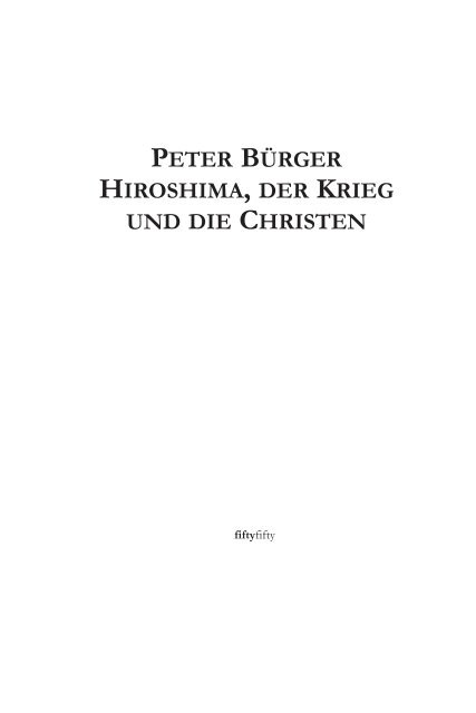 peter bürger hiroshima, der krieg und die christen - Friedensbilder