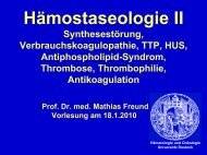 Hämostaseologie II - Hämatologie und Onkologie Rostock