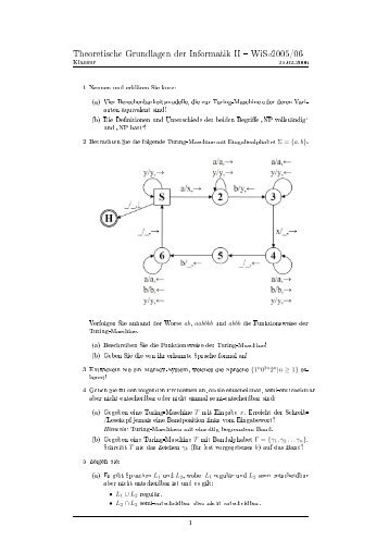 Theoretische Grundlagen der Informatik II - WiSe2005/06 Klausur ...
