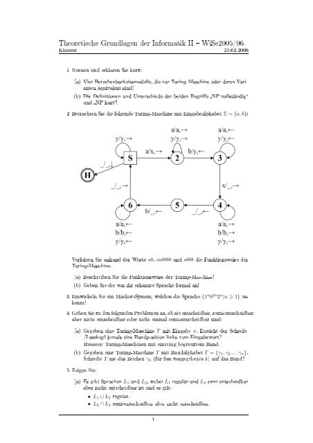 Theoretische Grundlagen der Informatik II - WiSe2005/06 Klausur ...