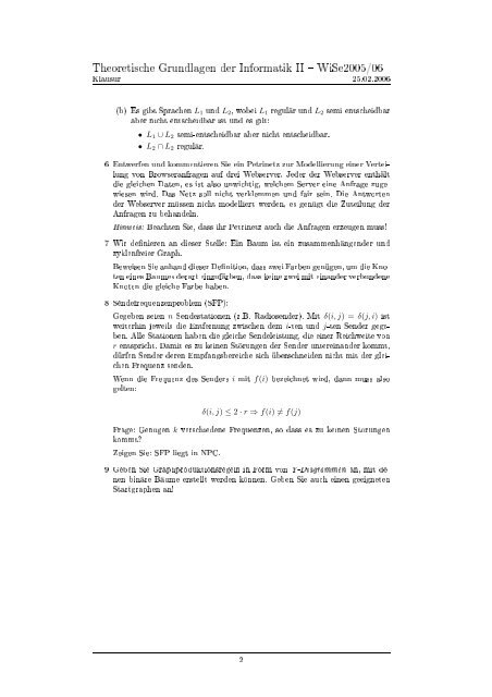 Theoretische Grundlagen der Informatik II - WiSe2005/06 Klausur ...