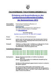 FACHVERBAND TISCHTENNIS BREMEN E.V. Einladung und ...