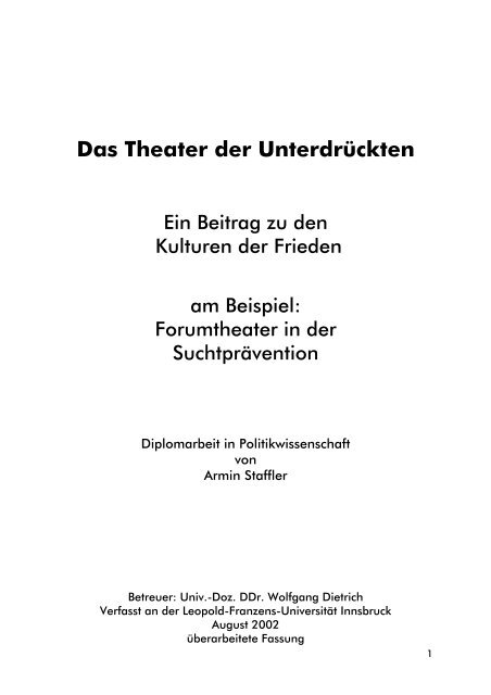 1 Wie ich zum Theater der Unterdrückten kam oder ... - Armin Staffler
