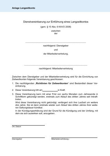 Dienstvereinbarung zur Einführung eines Langzeitkontos - UEK