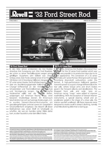 Form hergestellt und im Eigentum von Revell GmbH & Co. KG ...