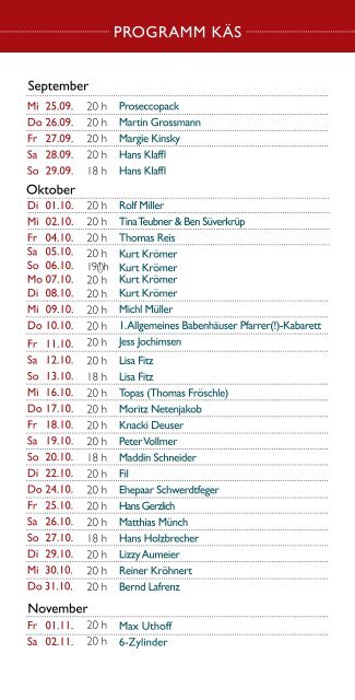 Programm September 2013 bis Januar 2014 - Die Käs