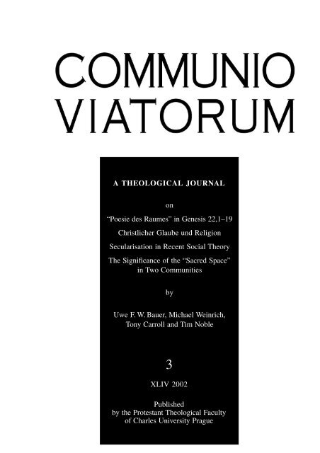 A THEOLOGICAL JOURNAL XLIV 2002 Published by the Protestant ...