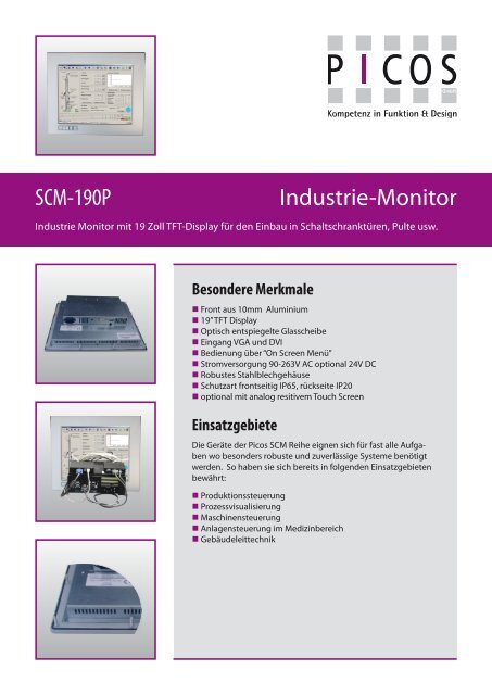 Technische Daten SCM-190P Industrie-Monitor mit ... - PICOS GmbH