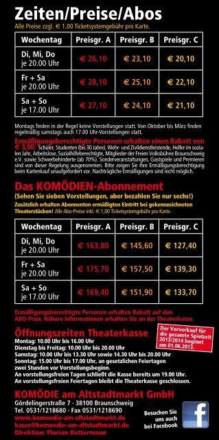 Spielplan 2013/2014 - Komödie am Altstadtmarkt