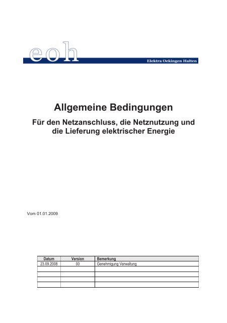 Allgemeine Bedingungen - Elektra Oekingen-Halten