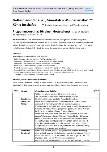 König Joschafat - Semaja-Verlag