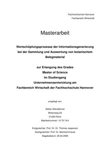 Masterarbeit - Hochschule Hannover