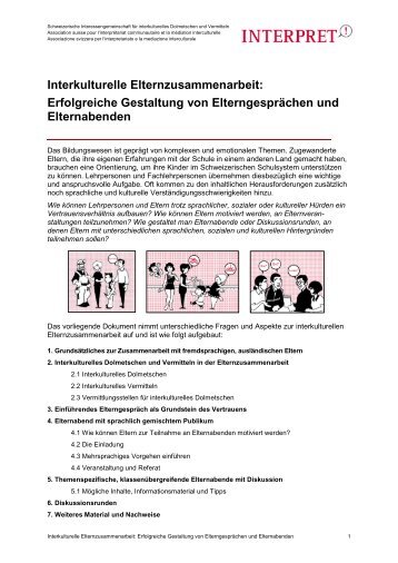 Interkulturelle Elternzusammenarbeit: Erfolgreiche Gestaltung von ...