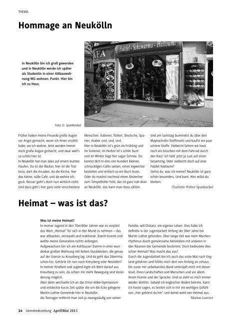 GEMEINDEzeitung der Martin-Luther-Gemeinde, April/Mai 2013 Teil 1