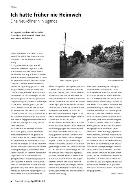 GEMEINDEzeitung der Martin-Luther-Gemeinde, April/Mai 2013 Teil 1