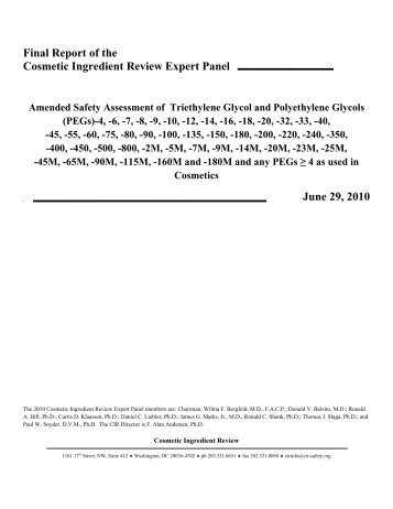 PEGs - Personal Care Products Council