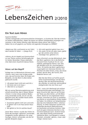 LebensZeichen - Biblische Seelsorge und Lebensbegleitung BSL