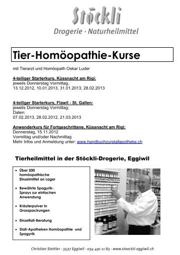 Tier-Homöopathie-Kurse - Stöckli Drogerie